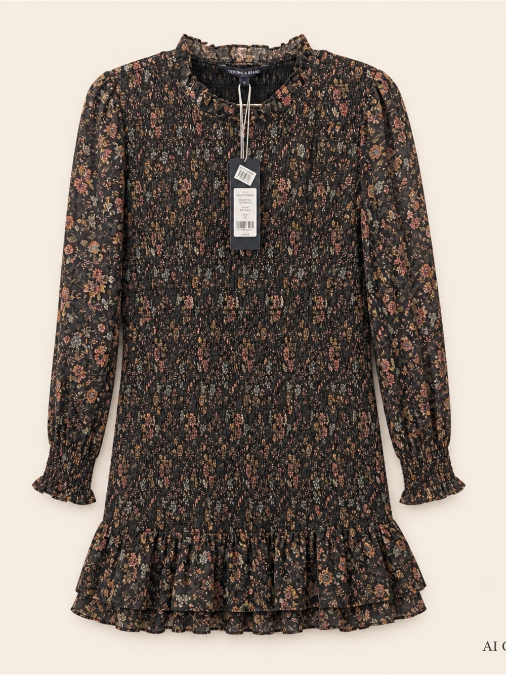 Veronica Beard Womens Farha Floral Mini Sheath Dress Black NWT - Picture 2 of 5
